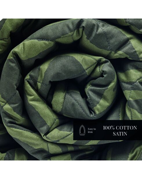 Couvre-lit satin de coton Evasion zébrée vert foncé - 220x250 cm
