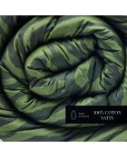 Édredon avec glands satin de coton Evasion zébrée vert foncé - 140x200 cm