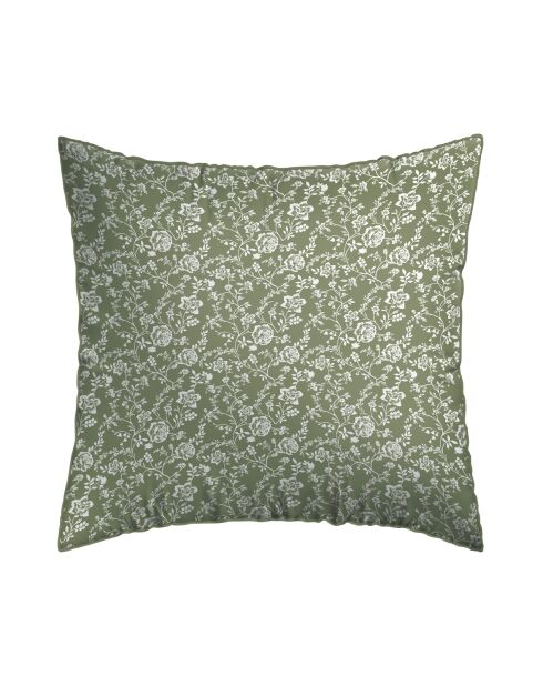 Set de 2 taies d'oreiller en satin de coton Parterre de Roses vert - 63x63 cm