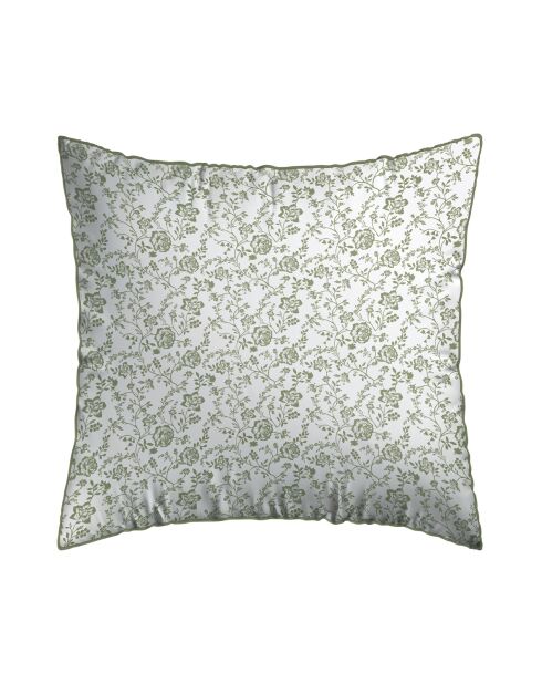 Set de 2 taies d'oreiller en satin de coton Parterre de Roses vert - 63x63 cm