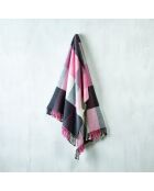 Tartán a cuadros de algodón suave rosa/gris - 130x170 cm