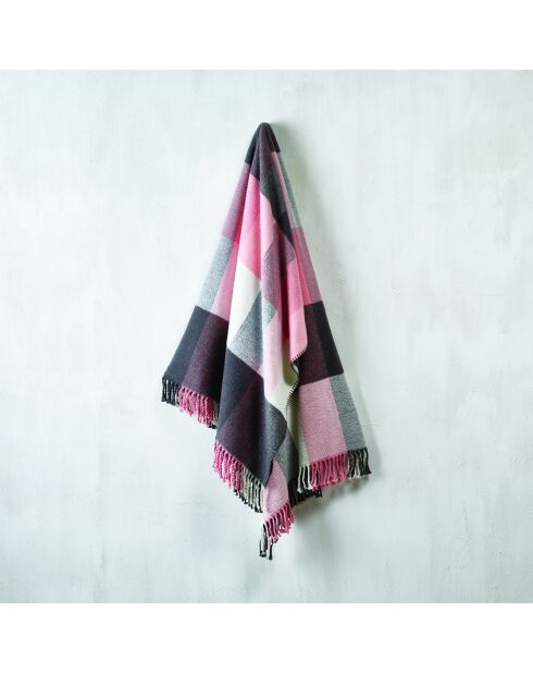 Tartán a cuadros de algodón suave rosa/gris - 130x170 cm