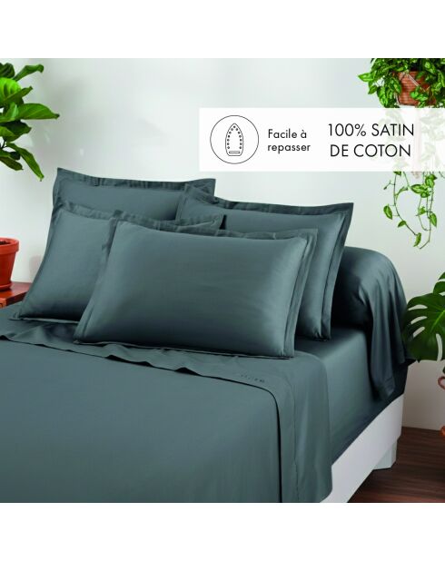 Set de 2 taies d'oreiller en satin de coton Uni 1 baratta gris 02 - 2x(50x70 cm)