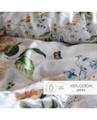 Set di 2 federe bianche in raso di cotone Jardin de Fleurs - 63x63 cm