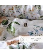 Set di 2 federe bianche in raso di cotone Jardin de Fleurs - 63x63 cm