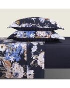 Ensemble de draps Mini taie rectangle en satin de coton Floraison d'hortensias bleu - 150x200 cm