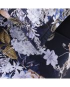 Ensemble de draps Mini taie rectangle en satin de coton Floraison d'hortensias bleu - 150x200 cm
