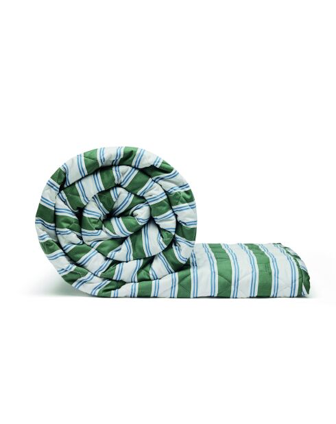 Couvre-lit satin de coton Soline vert/bleu - 220x250 cm