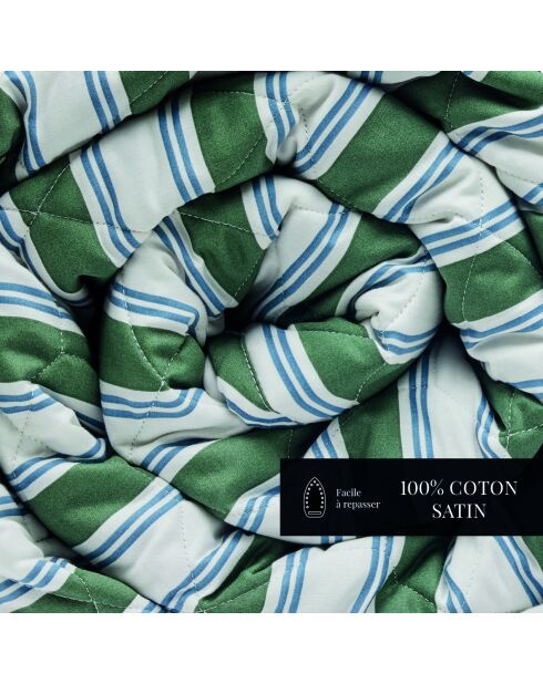 Couvre-lit satin de coton Soline vert/bleu - 220x250 cm