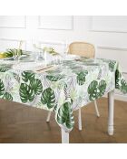 Fleckenschutzbeschichtete Tischdecke Weiße Blattpalme