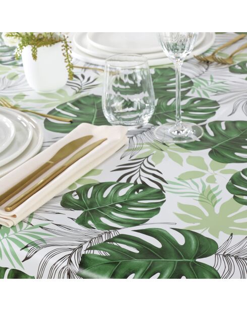 Mantel con revestimiento antimanchas White Leaf Palm