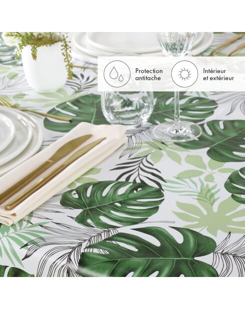 Mantel con revestimiento antimanchas White Leaf Palm
