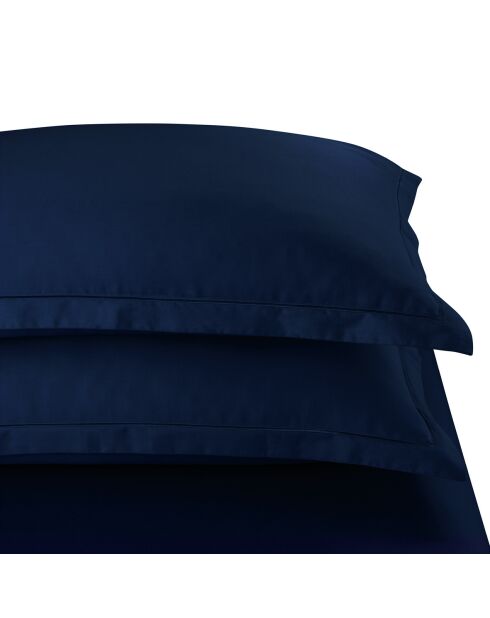 Lot de 2 taies d'oreiller satin de coton Uni 1 baratta bleu 11