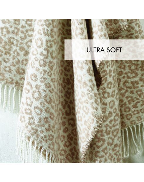 Plaid aus weicher Baumwolle Leopard taupe - 130x170 cm