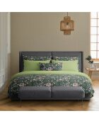 Set de 2 taies d'oreiller en satin de coton Murmure floral vert - 2x(63x63 cm)