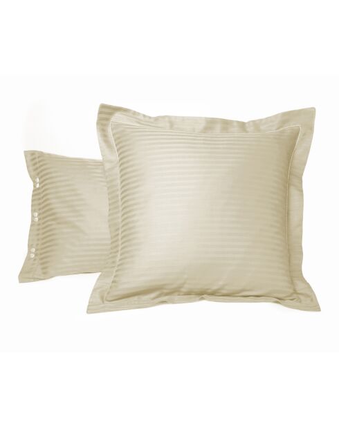 Taie d'oreiller carrée en satin de coton ivoire - 65x65cm