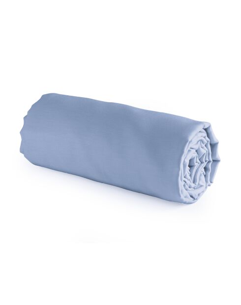 Drap-housse en satin de coton Uni bleu clair