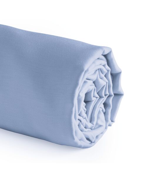 Drap-housse en satin de coton Uni bleu clair