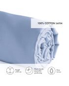 Drap-housse en satin de coton Uni bleu clair
