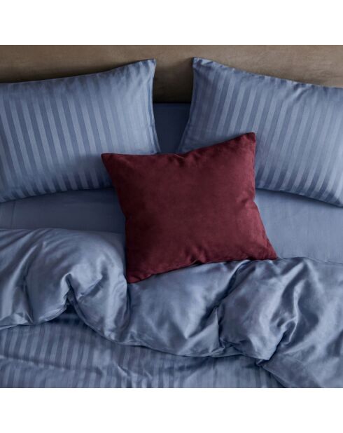 Set de 2 taies d'oreiller en satin de coton rayure tissé dobby Jacquard bleu - 63x63 cm