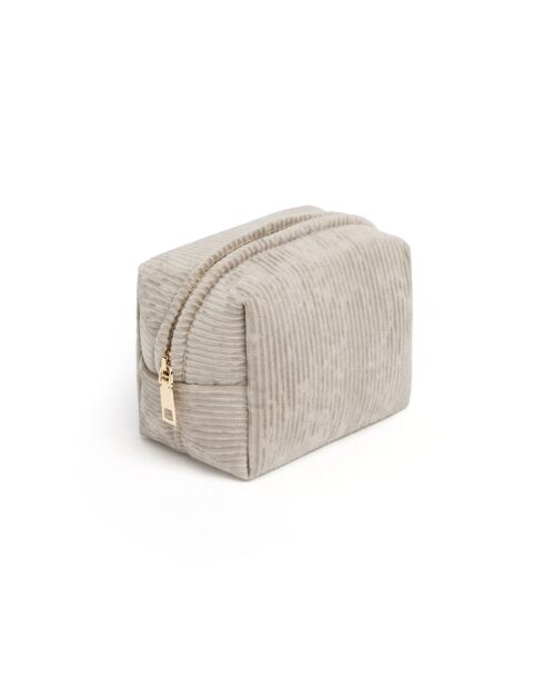 Pochette velours côtelé taupe - 15x10x10 cm