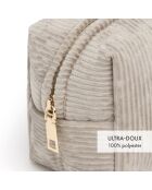 Pochette velours côtelé taupe - 15x10x10 cm