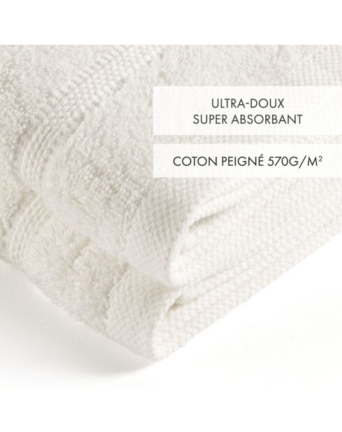 Set de 2 essuie-mains en coton ultra doux blanc - 2x(45x45 cm)