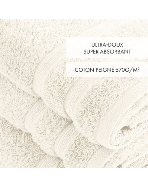 Set de 2 serviettes et 2 draps de bain ivoire - 2x(50x100 cm) + 2x(70x140 cm)