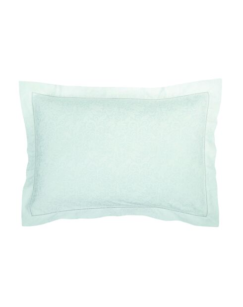 Set de 2 taies d'oreiller Jacquard imprimé en satin de coton Fleur enchantée blanc - 2x(50x70 cm)