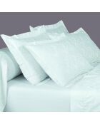 Juego de 2 fundas de almohada jacquard estampadas en satén de algodón Enchanted Flower blanco, 2 x 50 x 70 cm