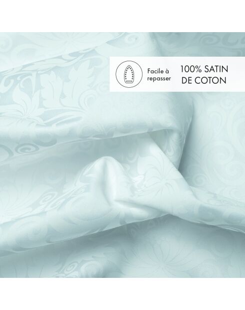 Set de 2 taies d'oreiller Jacquard imprimé en satin de coton Fleur enchantée blanc - 2x(50x70 cm)