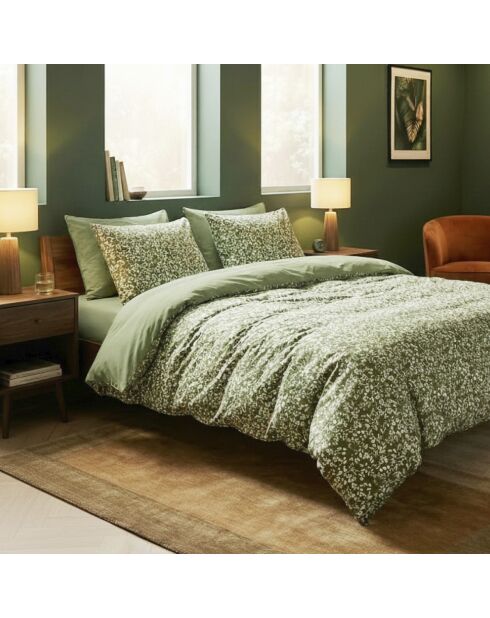 Floréal groene kussensloop van katoensatijn 11 - 2x (50x70 cm)