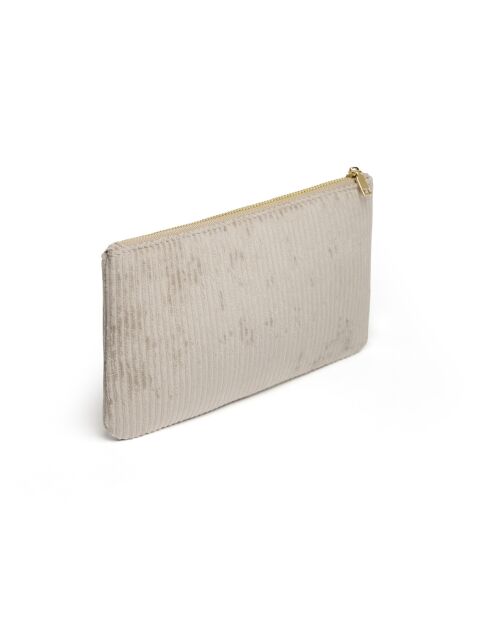 Flacher Beutel aus taupefarbenem Kord - 20x12 cm