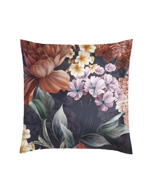 Set van 2 donkerblauwe karamelkleurige katoenen satijnen kussenslopen - 2x (63x63 cm)