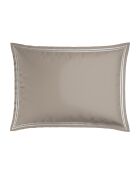 Set de 2 taies d'oreiller en satin de coton Nice blanc/taupe - 2x(50x70 cm)