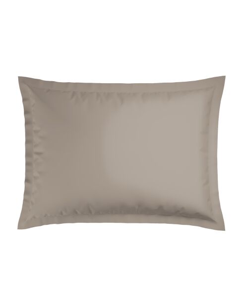Set de 2 taies d'oreiller en satin de coton Nice blanc/taupe - 2x(50x70 cm)