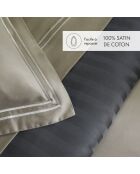 Set de 2 taies d'oreiller en satin de coton Nice blanc/taupe - 2x(50x70 cm)