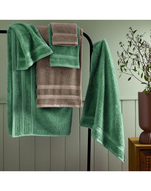 Wave bottle groene badlinnen van gekamd katoen, complete set - 4x (50x100 cm) + 4x (70x140 cm) + 4x (15x21 cm) + 4x (15x21 cm) + 4x (30 cm)