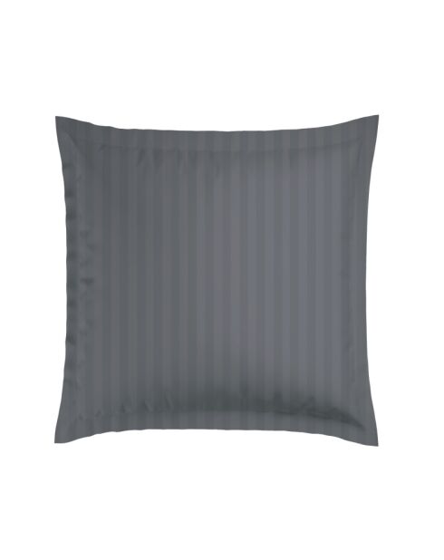 Set de 2 taies d'oreiller en satin de coton rayure tissé dobby Jacquard gris foncé - 63x63 cm