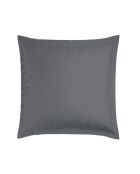 Set de 2 taies d'oreiller en satin de coton rayure tissé dobby Jacquard gris foncé - 63x63 cm
