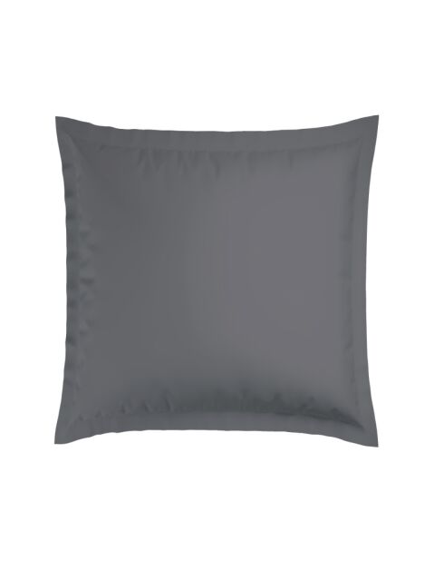 Set de 2 taies d'oreiller en satin de coton rayure tissé dobby Jacquard gris foncé - 63x63 cm
