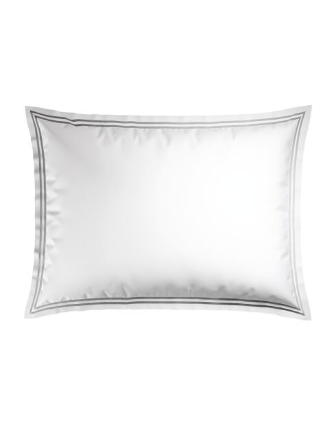 Set de 2 taies d'oreiller en satin de coton Nice gris/blanc - 2x(50x70 cm)