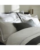 Set de 2 taies d'oreiller en satin de coton Nice gris/blanc - 2x(50x70 cm)