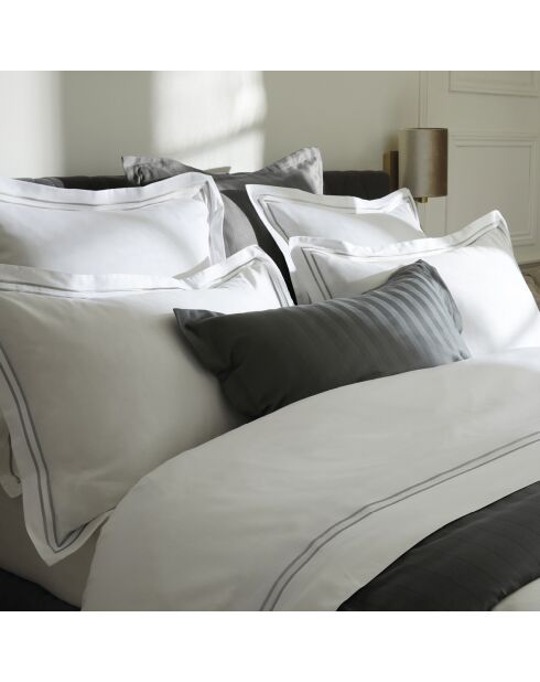 Set de 2 taies d'oreiller en satin de coton Nice gris/blanc - 2x(50x70 cm)