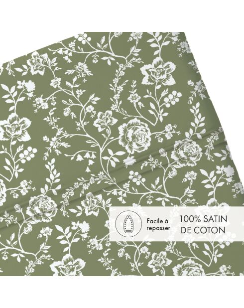 Lenzuolo per bebè in raso di cotone verde Parterre de Roses - 80x110 cm