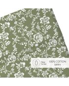 Lenzuolo per bebè in raso di cotone verde Parterre de Roses - 80x110 cm