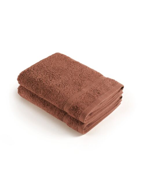 Set de 2 essuie-mains en coton ultra doux terracotta - 2x(45x45 cm)