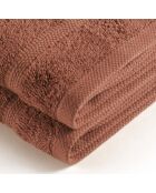 Set de 2 essuie-mains en coton ultra doux terracotta - 2x(45x45 cm)