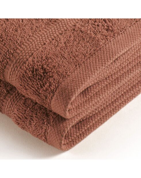 Set de 2 essuie-mains en coton ultra doux terracotta - 2x(45x45 cm)