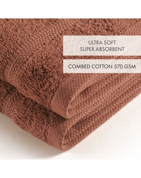 Set de 2 essuie-mains en coton ultra doux terracotta - 2x(45x45 cm)